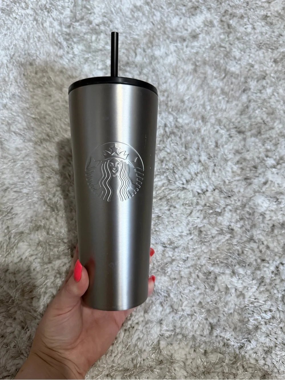 Starbucks Silver Matte Stainless Tumbler with Black Lid